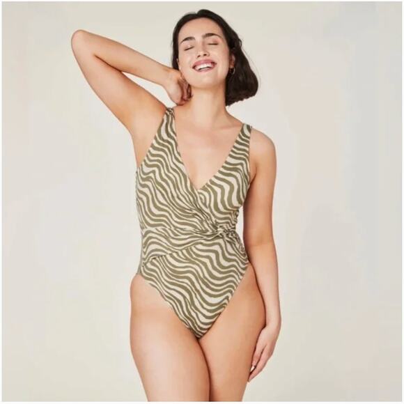 Andie Other - Andie Capri One Piece Olive Stripe Zebra Print Swim